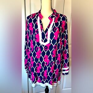 EUC Escapada XL Blue and Pink Seahorse Women’s Top